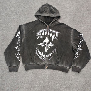 Sweat-shirt d'hiver personnalisé, écologique, vintage, délavé au soleil, ample, en coton lourd, court, broderie, délavé à l'acide - Product Image 2