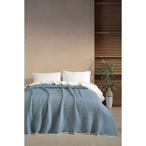Varol 5-Layer <b>Double</b> 100% Cotton Muslin <b>Bedspread</b> Floral Quilted Luxury Coverlet 230x240 cm for Home or Hotels - Product Image 1