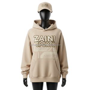 Sweat à capuche en polaire surdimensionné pour femmes 320 GSM Coton doux Polyester Couleur beige Logo brodé personnalisé Pullover Basics Hoodie pour femmes - Product Image 6