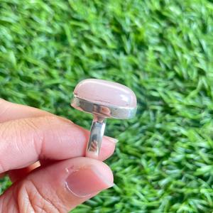 Anillo de diseñador clásico de Plata de Ley 925, piedra preciosa Natural de cuarzo rosa, ajuste de bisel de corte ovalado, piedra natal de enero, boda - Product Image 6