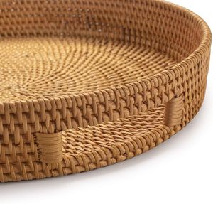 Bandeja de Servir de Ratán de Diseño Minimalista con Asas para Desayuno, Bebidas, Aperitivos, Mesa de Comedor, Mesa de Centro, Otomana, Cocina y Hogar - Product Image 6