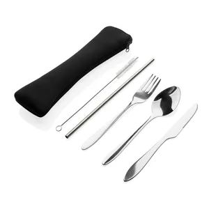 Ensemble de couverts réutilisables et durables pour le camping en plein air et ustensiles écologiques - Product Image 1