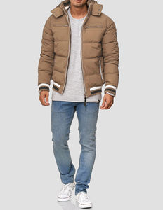 Custom made plain Hooded Lightweight Wholesale Bubble Filled Quilted Polyester Logo Patch <b>Puffer</b> <b>Jacket</b> for Men - Product Image 1