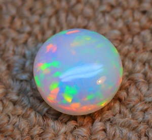 Excellente pierre précieuse de cabochon d'opale éthiopienne-gemmes d'opale de feu multi de Welo-pierre lisse naturelle de forme ronde - Product Image 2