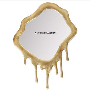 Miroir mural encadrée élégant de style européen en forme de fleur, plaqué or de haute qualité, en métal de qualité supérieure, pour la maison et les hôtels - Product Image 2