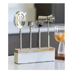 Faux Leather Stitched 5 Piece Bar Tool <b>Set</b> <b>Kitchen</b> & Tabletop Bar & Wine Bar <b>Sets</b> - Product Image 3