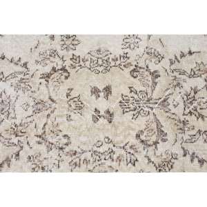 Alfombra Turca, Alfombra Vintage Extra Grande de 7.3x11.3 pies, Alfombra de Lana Floral Blanca y Marrón - Product Image 5