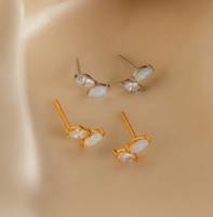 Opal-Diamant-Marquise-Creolen aus 925 Silber mit Weißgold-Beschichtung, Kleine Diamanten, Unregelmäßige Geburtsstein-Ohrringe für Damen, Party, Brautjungfern