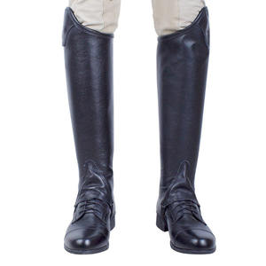 Dernier modèle de demi-gambières d'équitation réglables en PU/cuir avec sangle et étriers, pour la course, toutes couleurs, personnalisables pour femme, confortables - Product Image 2