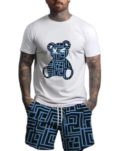 Conjunto de Shorts Casuales de Verano para Hombre 2026, Camiseta de Manga Corta Estampada con Tejido Sólido Transpirable - Product Image 1