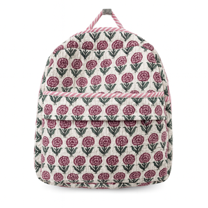 Mochila Blanca Floral de Tela Suave - Unisex, Capacidad de 10 kg, Ligera, Forro de Algodón Orgánico, Cierre de Cremallera, de Lujo para Viajes - Product Image 1