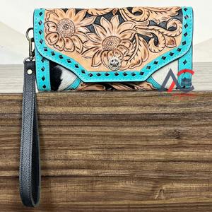 Bolsos de Noche para Fiestas de Chicas, Cartera de Cuero Vacuno Hecha a Mano, Tarjetero, Cartera Larga con Correa para la Muñeca, Bolso de Mano para Mujer, para Dinero y Teléfono - Product Image 1