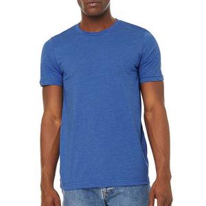 100% coton respirant en gros bas quantité minimale de commande impression personnalisée hommes col rond plaine t-shirt pour homme bleu - Product Image 4