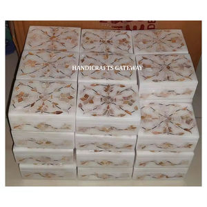 Boîtes à bijoux en marbre blanc naturel fait main avec incrustations de nacre, design antique, pour l'emballage de festivals, meilleur fournisseur - Product Image 1