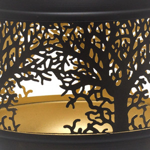 Lanterne à bougie en métal noir au design moderne avec arbre gravé pour la maison, la décoration intérieure de Noël et les festivals. - Product Image 3