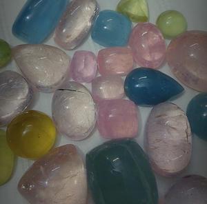 Véritable cabochon multi-aquamarine avec morganite, pierre précieuse en vrac pour la fabrication de bijoux, pour pendentif - Product Image 1