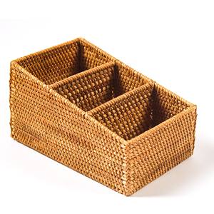 Organiseur de couverts de cuisine en rotin naturel, plateaux à multiples fentes, organiseur de tiroir pour ustensiles, plateau de rangement, panier - Product Image 2