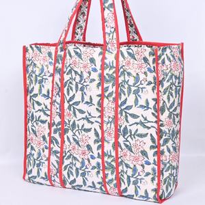 Large Quilted <b>Fabric</b> <b>Tote</b> <b>Bags</b> Stylish Indian Handmade Cotton Shopping <b>Bags</b> for Women, Available for Bulk Wholesale - Product Image 3