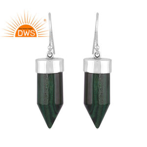 Meilleure vente en argent sterling oxydé malachite naturelle pierre précieuse balle conception balancent boucle d'oreille fabricant de bijoux personnalisés - Product Image 1
