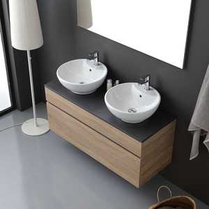 Mueble de Baño Minimalista de Dos Piezas KORICINI con Cubierta de Madera Antracita, Montado en la Pared, con Espejo Shanghai de 120x60, Origen Italia - Product Image 4