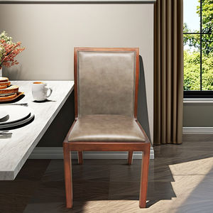 High-back dining <b>chair</b> Solid walnut <b>wood</b> Upholster Italian Cowhide leather Rustic style Durable hardwood |CASIMI - Product Image 1