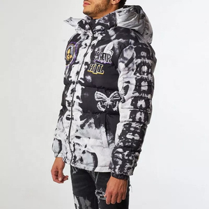 Chaqueta acolchada de invierno personalizable unisex con capucha de cuello alto con estampado de sublimación 3D acolchado con cierre de cremallera ligero - Product Image 5