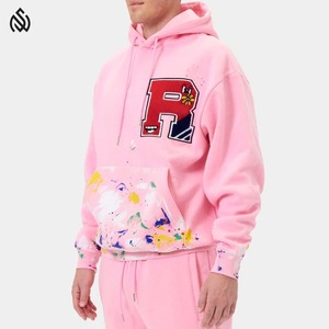 Ropa de calle de alta calidad personalizada 100% algodón Chenille parche bordado pulóver venta al por mayor Chenille bordado sudaderas con capucha para hombres - Product Image 4