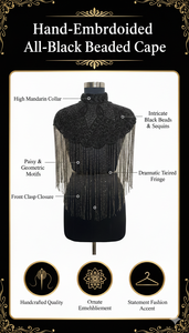 Élégante cape d'épaule en tissu nylon perlé pour femmes, idéale pour les robes de soirée, les événements formels et les tenues de fête, accessoire de mode par Ellora - Product Image 6