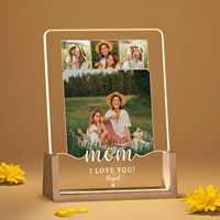 Marco de Fotos Acrílico Luminoso, Regalo para el Día de la Madre, Artesanía Elegante, Impresión Tipográfica con Relieve, Opciones Personalizables en 2 Colores
