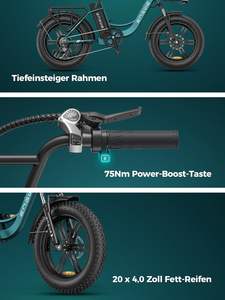 Vélo électrique pour hommes EBike 204 Pneus larges Batterie 48V 13Ah Moteur 250W 7 vitesses Écran LCD 25 km/h Autonomie jusqu'à 120 km - Product Image 3