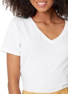 T-shirt de haute qualité 100% coton filles T-shirt minimaliste col en V pour les femmes - Product Image 3
