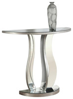 Table d'appoint moderne en aluminium avec structure en arc et plateau en verre, tendance actuelle, pour salon et chambre à coucher