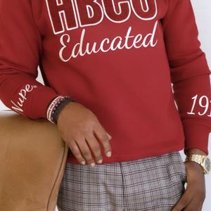 HBCU Chenille sudadera educada bordado letra griega ropa cuello redondo pulóver clásico polar cálido invierno Top - Product Image 2