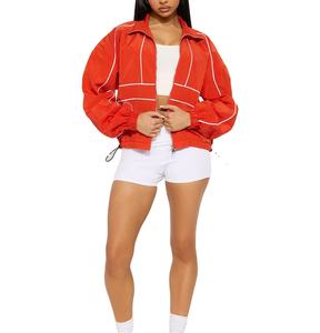 Nueva moda mujer fina transpirable nailon cortavientos ropa deportiva diseñador venta al por mayor personalizada mujer corta cremallera chaqueta cortavientos - Product Image 3