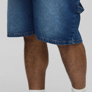 Shorts en jean pour hommes en coton mélangé confortable, avec logo, fermeture éclair et bouton, style décontracté, vente en gros, prix d'usine - Product Image 5