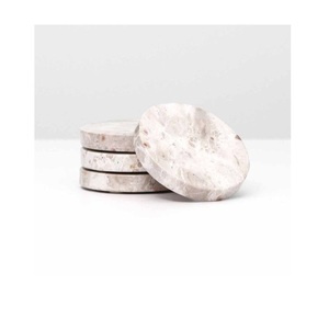 Handmade New Design <b>White</b> and Grey Marble Tea <b>Coaster</b> Table Top Coffee Mat Manufacturer - Product Image 5
