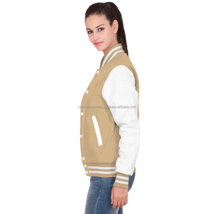 Quilted Cotton Varsity <b>Jacket</b> for Women <b>with</b> Custom Logo Embroidery and Breathable <b>Fleece</b> <b>Lining</b> - Product Image 2