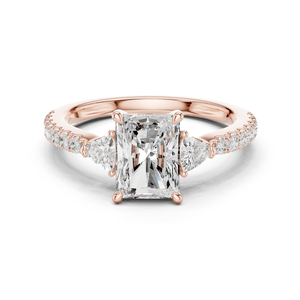 Anillo de diamantes de estilo vintage de oro rosa macizo con piedras preciosas de 10K - Product Image 2