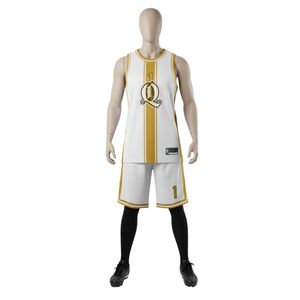 Tùy Chỉnh Trắng Vàng Bóng Rổ Đồng Phục Thiết Lập Thăng hoa Lưới <span class=keywords><strong>Polyester</strong></span> Jersey Và Quần Short Cho Nam Giới - Product Image 2