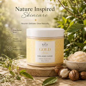 Exfoliante Corporal Nutritivo de Manteca de Karité The Bath Factory, Fórmula Aura Dorada para una Piel Suave, Tersa y Luminosa - Product Image 2