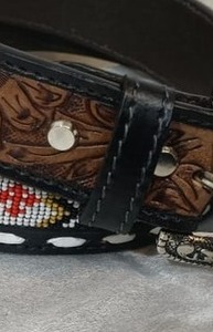 Ceinture en cuir western unisexe, design floral premium, cloutée, boucles en acier inoxydable, durable, options personnalisables - Product Image 2