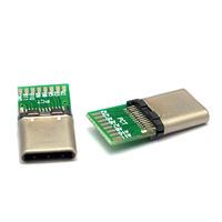 Conector macho USB 3,1 tipo C de alta velocidad con PCB para soldar carcasa LCP con acabado de contacto dorado