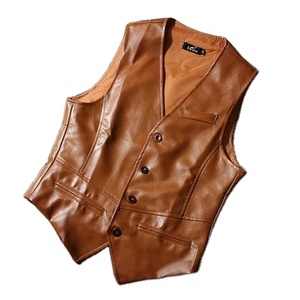 Outwear Biker Leather Waistcoats Mens Clothing Autumn Men Vests <b>Coats</b> Pu Leather <b>Sleeveless</b> Jackets Casual - Product Image 3
