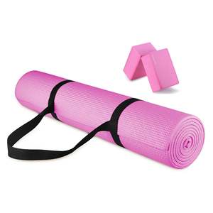 Tappetino da Yoga Pieghevole Signature Fitness Multiuso ad Alta Densità Antistrappo 10mm Rosa con Cinghia in Cotone Gomma Naturale TPE - Product Image 1