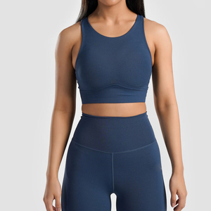 Soutien-gorge de sport pour femme, logo personnalisé, nouveau, simple, uni, yoga, gym, bretelles croisées, séchage rapide, respirant, sans couture, fitness, athlétique - Product Image 1