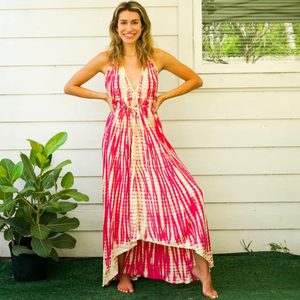 Vestido Maxi Tie Dye de Diseño Sencillo, Tejido Informal sin Mangas, Estilo Dulce - Product Image 1