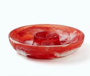 Bol et plat de service en résine écologique à succès, couleur orange, passe au lave-vaisselle, pour les fêtes, fabriqué en Inde - Product Image 3