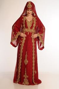 Caftan En Georgette Bordeaux Avec Travail Zari - Product Image 2