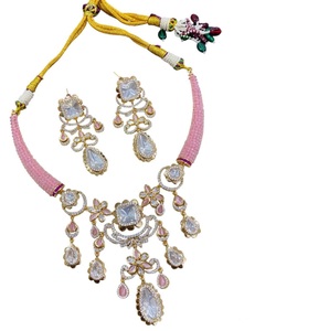 Beautiful Trendy <b>Gold</b> Polish Best Quality <b>Necklace</b> <b>Set</b> with <b>Earrings</b> for Women Wedding Parties Wear Collection For Women - Product Image 2