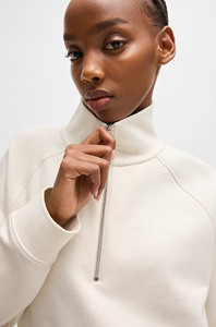 Nueva sudadera recortada con media cremallera a la moda en algodón Terry para mujer, hombros caídos, puños acanalados y dobladillo, ropa informal, Sudadera con capucha para mujer - Product Image 4